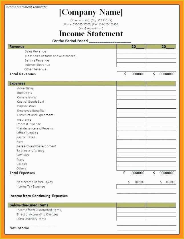 Restaurant Profit and Loss Statement Excel Template Free Of 12 13 P and L Statement Template Free