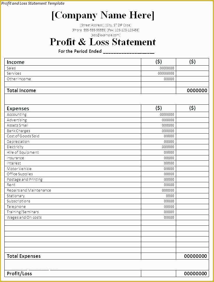 Restaurant Profit and Loss Statement Excel Template Free Of Excel Profit and Loss Statement Restaurant Www Account