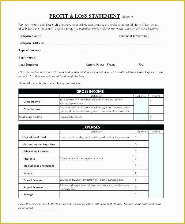 Restaurant Profit and Loss Statement Excel Template Free Of Personal Profit and Loss Statement Template Excel Sheet