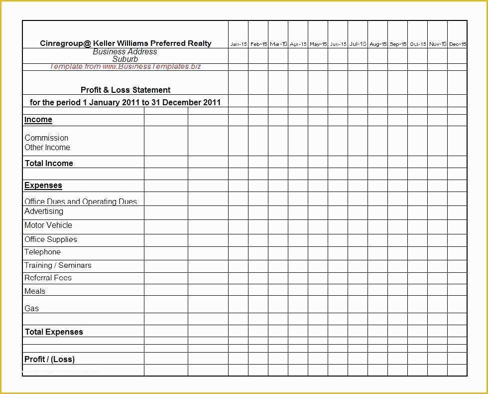 Restaurant Profit and Loss Statement Excel Template Free Of Restaurant Monthly Profit and Loss Statement Excel In E