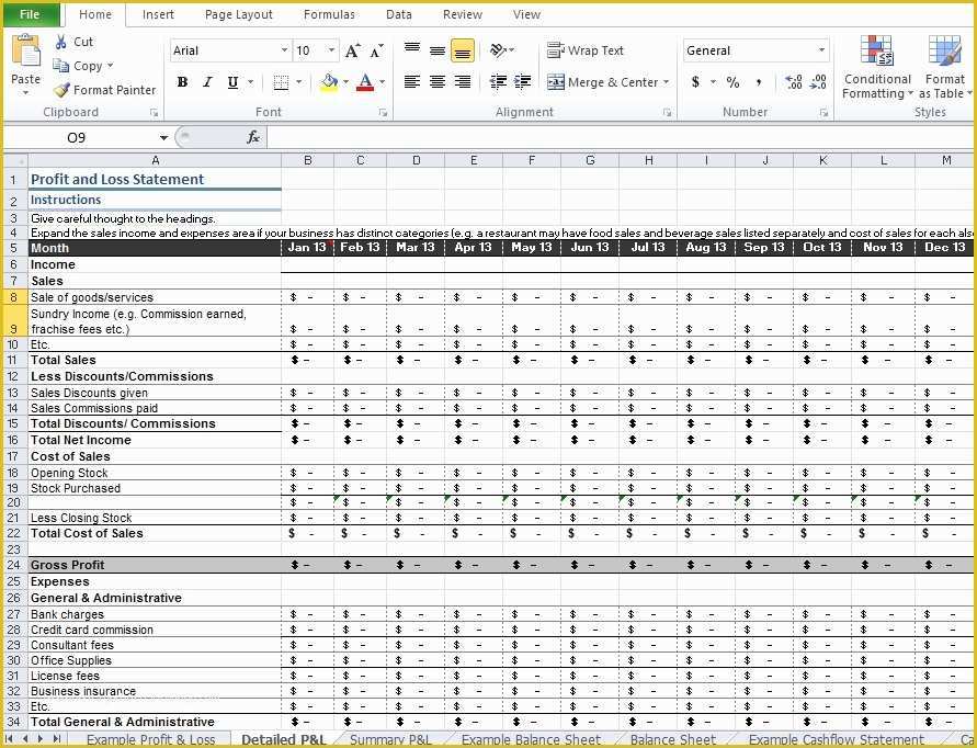 Restaurant Profit and Loss Statement Excel Template Free Of Restaurant Profit and Loss Statement Template Excel