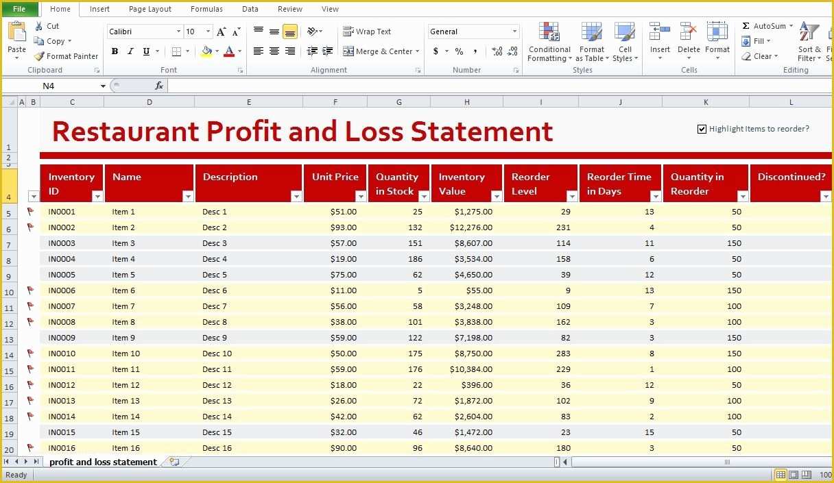 55 Restaurant Profit and Loss Statement Excel Template Free