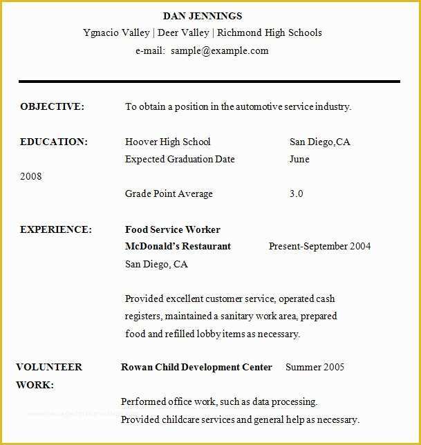 Resume Templates Free for High School Students Of 10 High School Resume Templates – Free Samples Examples
