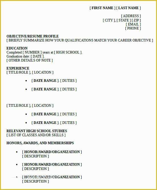 Resume Templates Free for High School Students Of 10 High School Resume Templates – Free Samples Examples