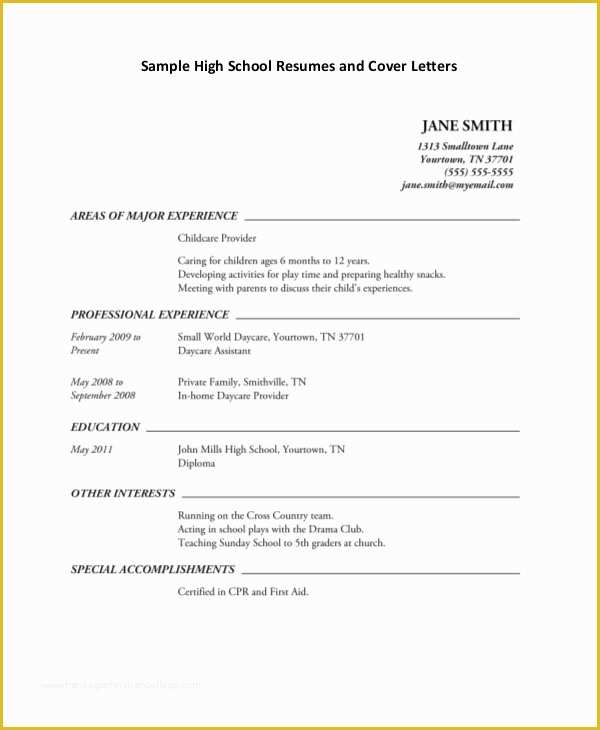 Resume Templates Free for High School Students Of 10 High School Student Resume Templates Pdf Doc