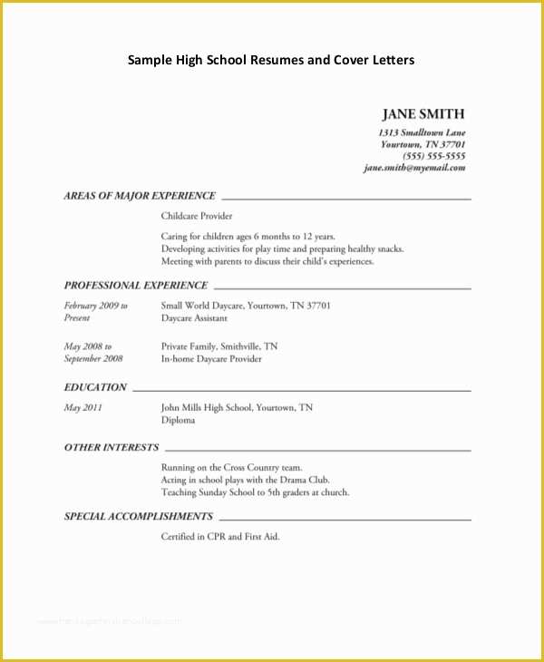 Resume Templates Free For High School Students Of 10 High School