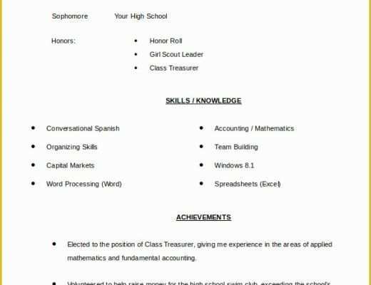 Resume Templates Free for High School Students Of 11 High School Student Resume Templates Pdf Doc