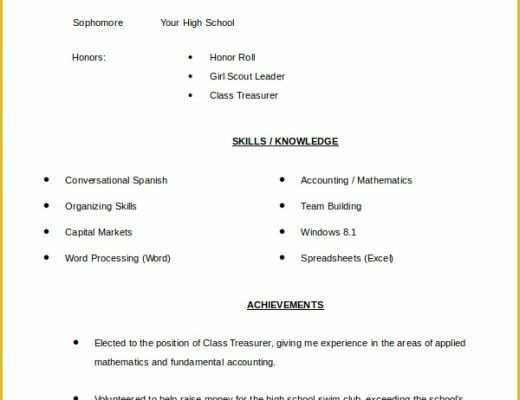 Resume Templates Free for High School Students Of 11 High School Student Resume Templates Pdf Doc