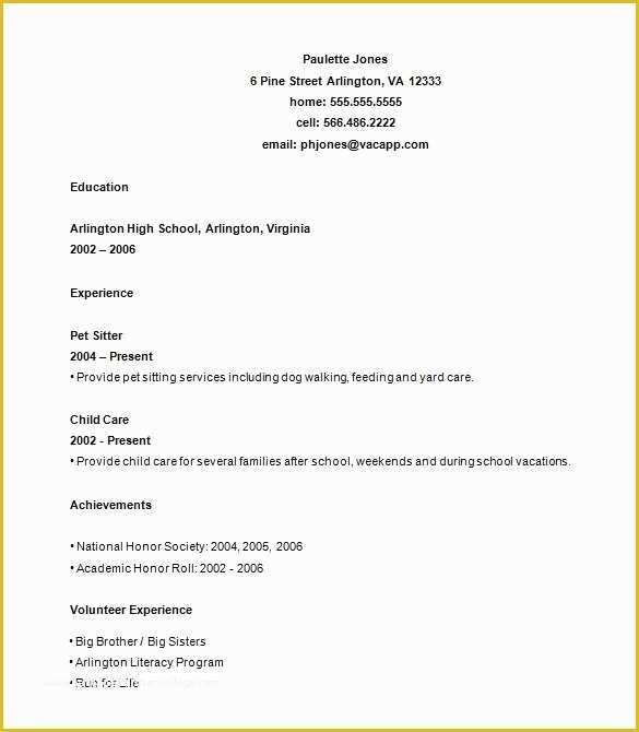 Resume Templates Free for High School Students Of Basic Resume Templates for High School Students