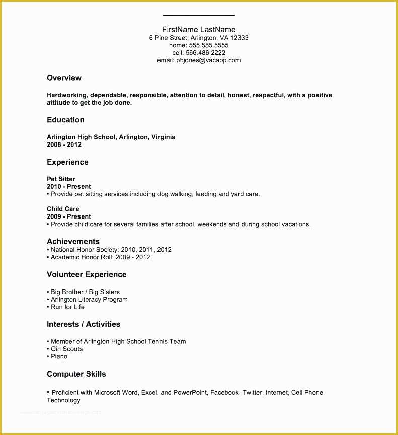 Resume Templates Free for High School Students Of Curriculum Vitae format for High School Students Pdf