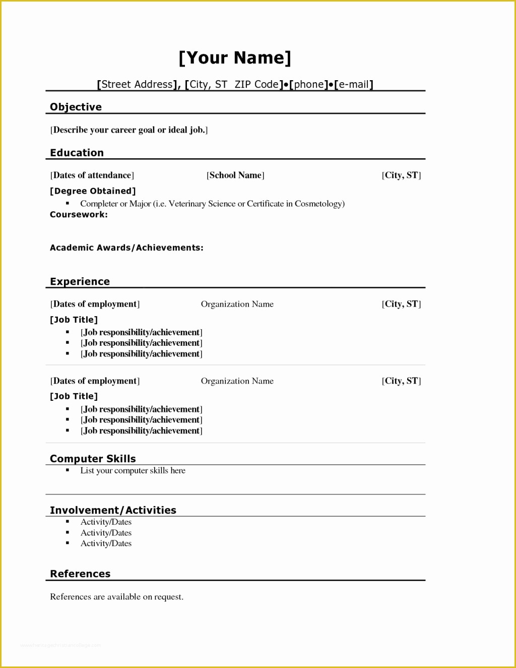 Resume Templates Free for High School Students Of High School Resume Template No Work Experience Sample Tag