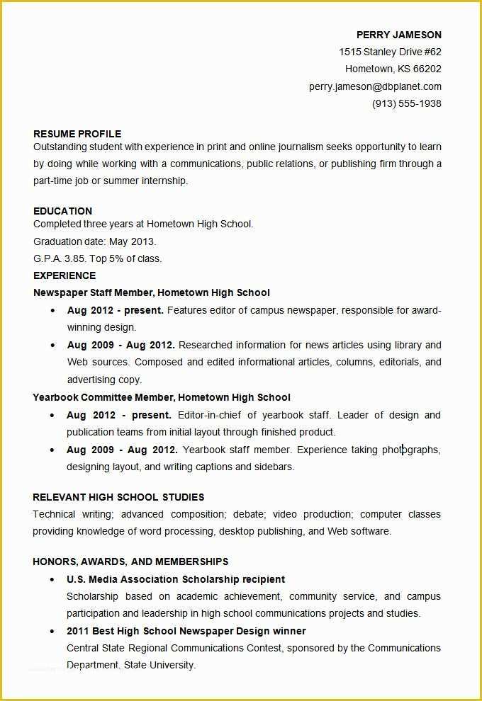 Resume Templates Free for High School Students Of Microsoft Word Resume Template 49 Free Samples