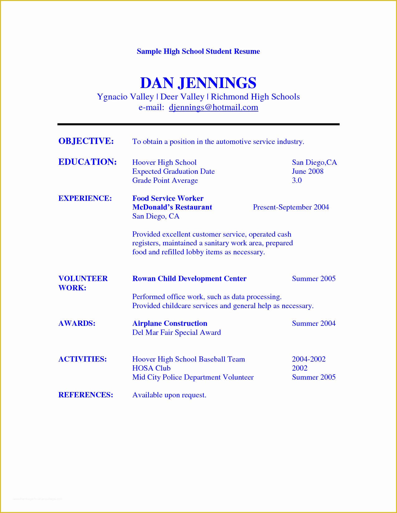 Resume Templates Free for High School Students Of Pin Oleh Jobresume Di Resume Career Termplate Free