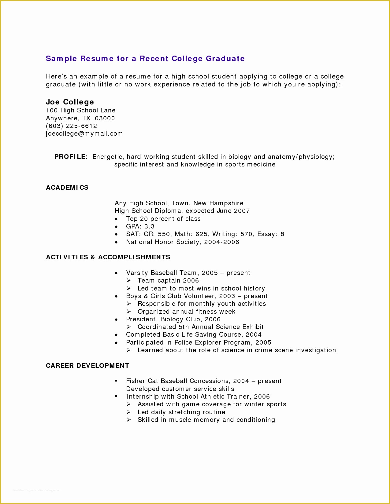 Resume Templates Free for High School Students Of Resumes Samples for High School Students with No