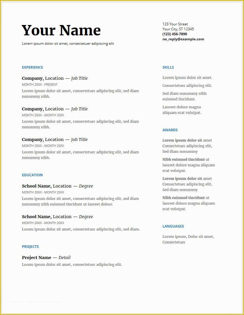 Resume Templates Google Docs Free Of 12 Free Minimalist Professional Microsoft Docx and Google