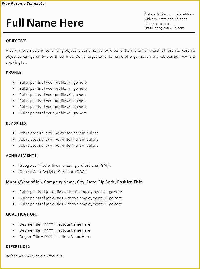Resume Templates that are Actually Free Of Floridaframeandart