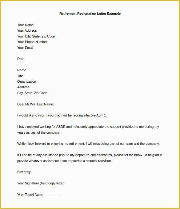 Retirement Resignation Letter Template Free Of 31 Retirement Letter Templates Pdf Doc