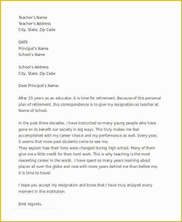 Retirement Resignation Letter Template Free Of 33 Free Resignation Letters