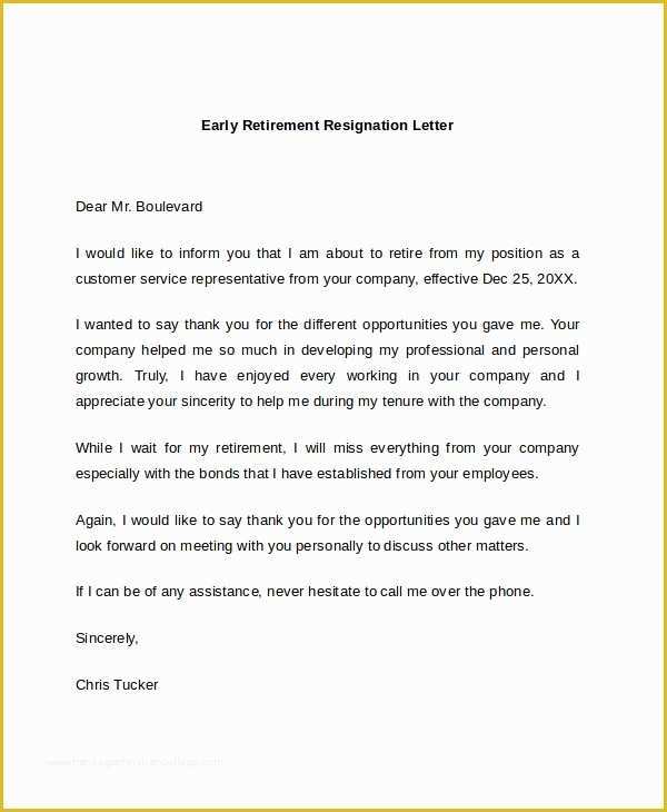 Retirement Resignation Letter Template Free Of 7 Sample Retirement Resignation Letters
