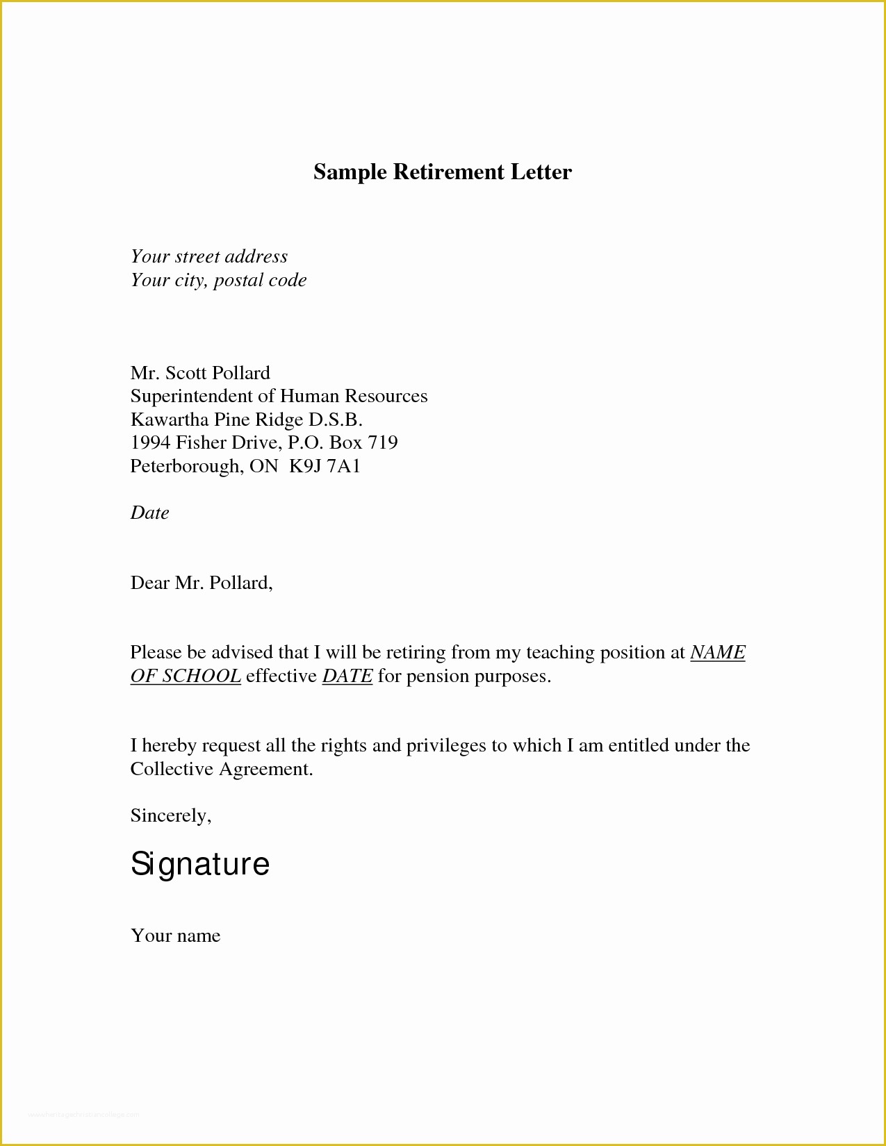 Retirement Resignation Letter Template Free Of 8 Best Of Free Printable Retirement Letters
