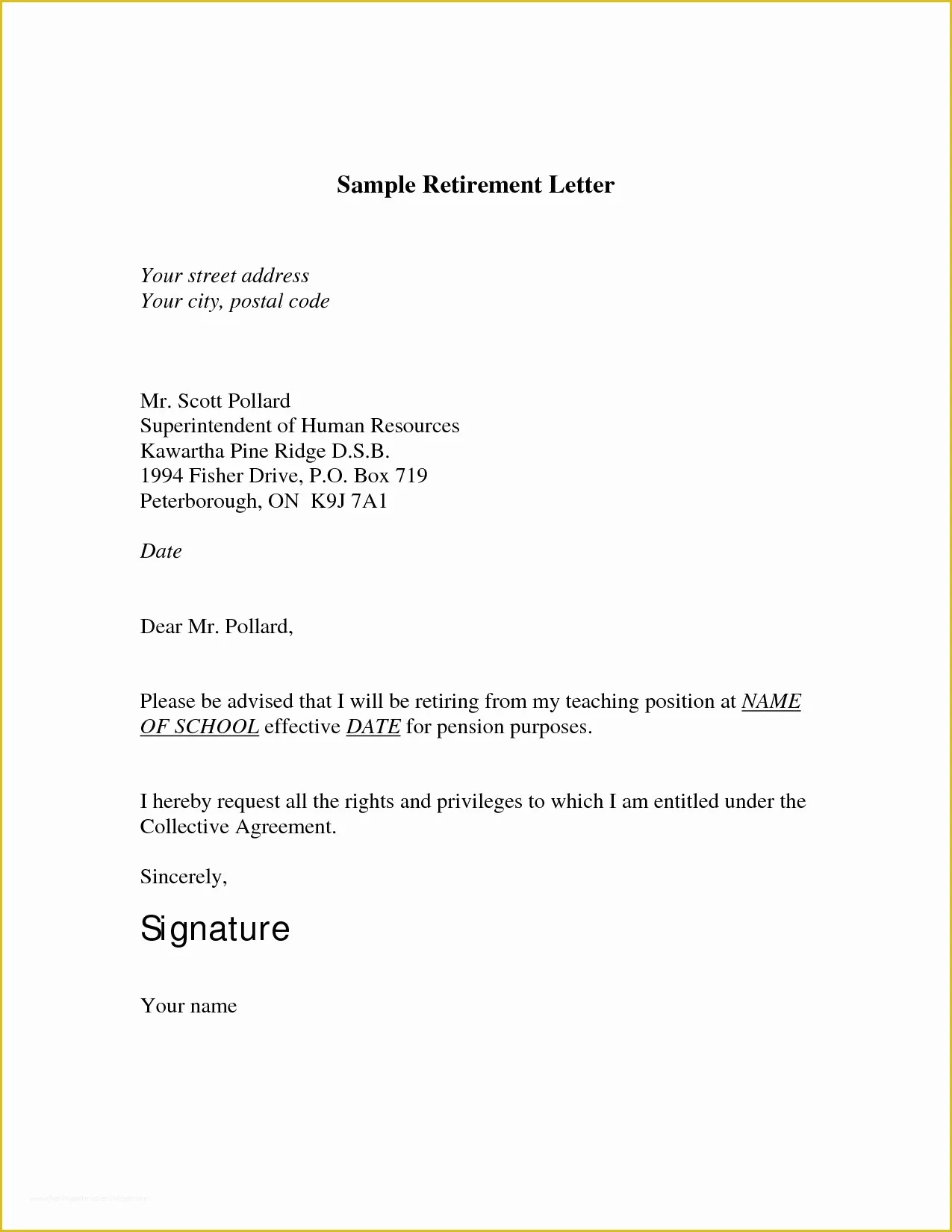 Retirement Resignation Letter Template Free Of 8 Best Of Free Printable Retirement Letters