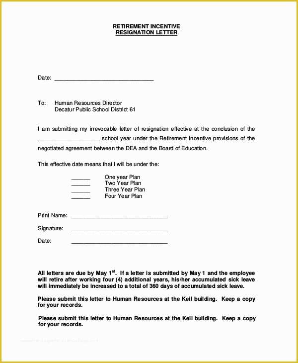Retirement Resignation Letter Template Free Of 8 Samples Of Resignation Letter