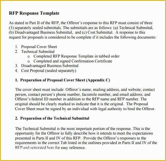 Rfp Sample Template Free Of 9 Rfp Response Templates for Free Download