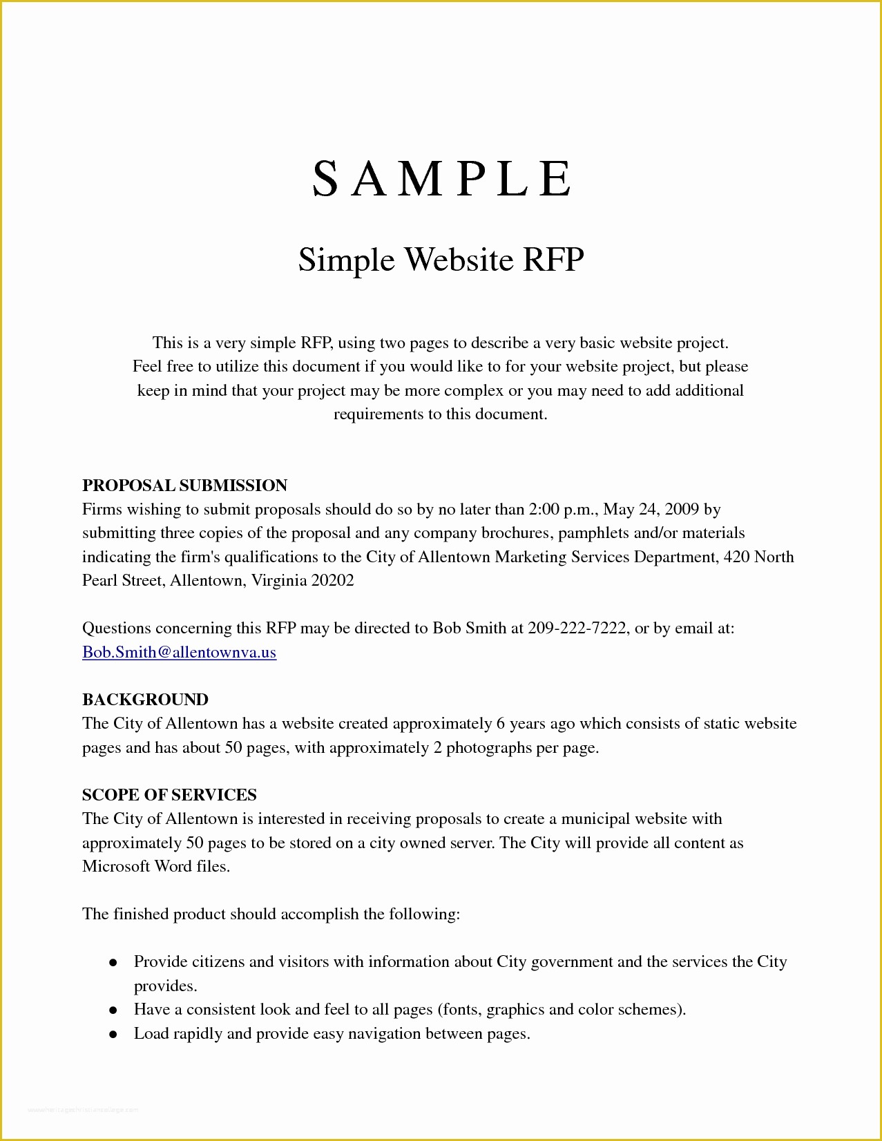 Rfp Sample Template Free Of Simple Proposal Template Business Proposal Templated