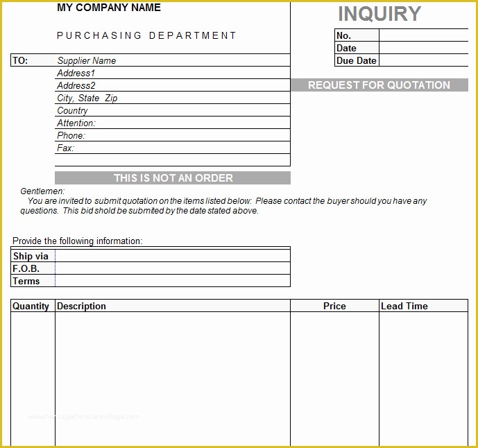 Rfq Template Free Of Procurement Templates & tools