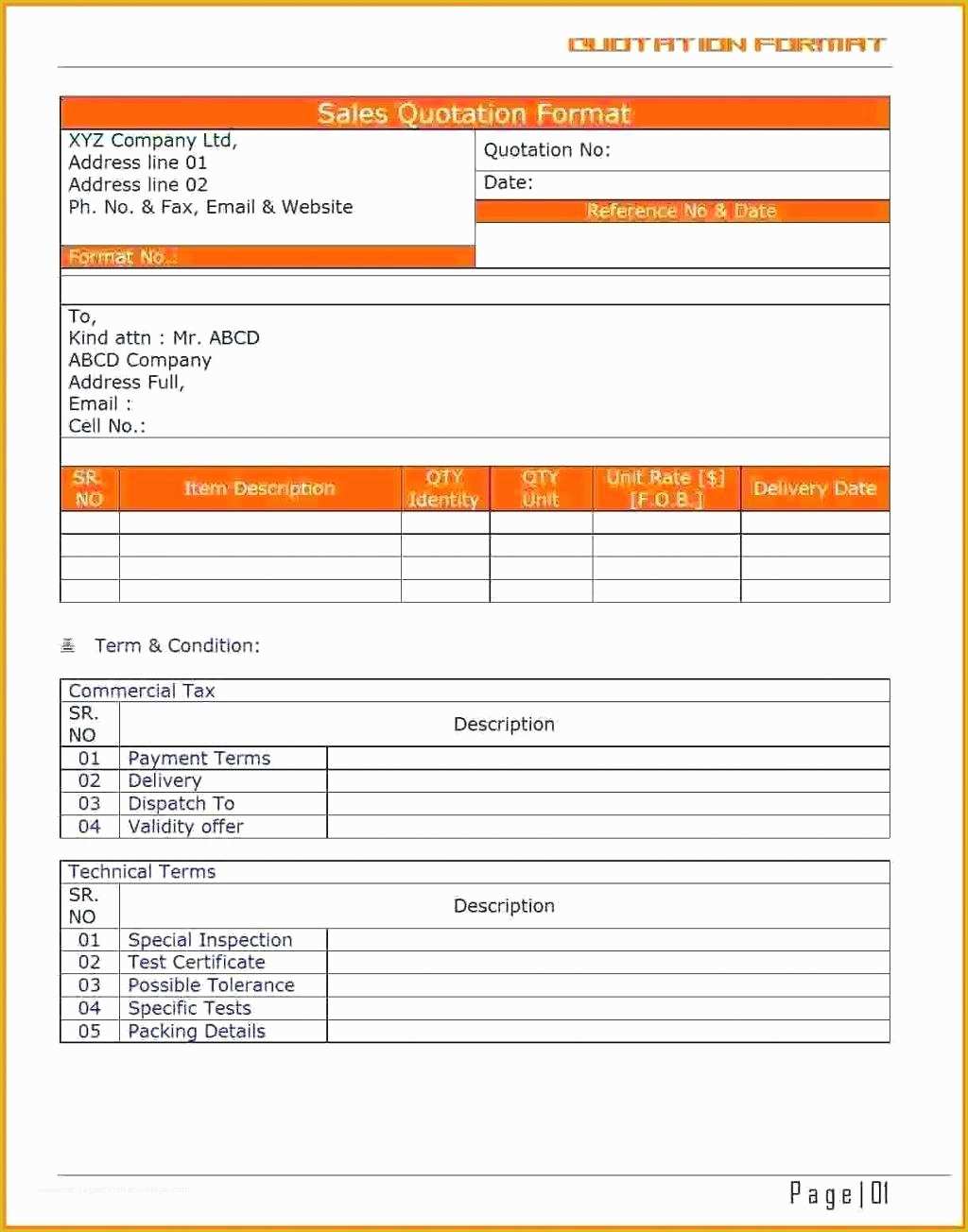 Rfq Template Free Of Template Sample Rfq Template