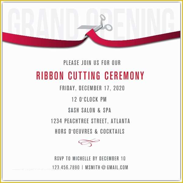 Ribbon Cutting Ceremony Invitation Template Free Of Ribbon Cutting Corporate Invitations