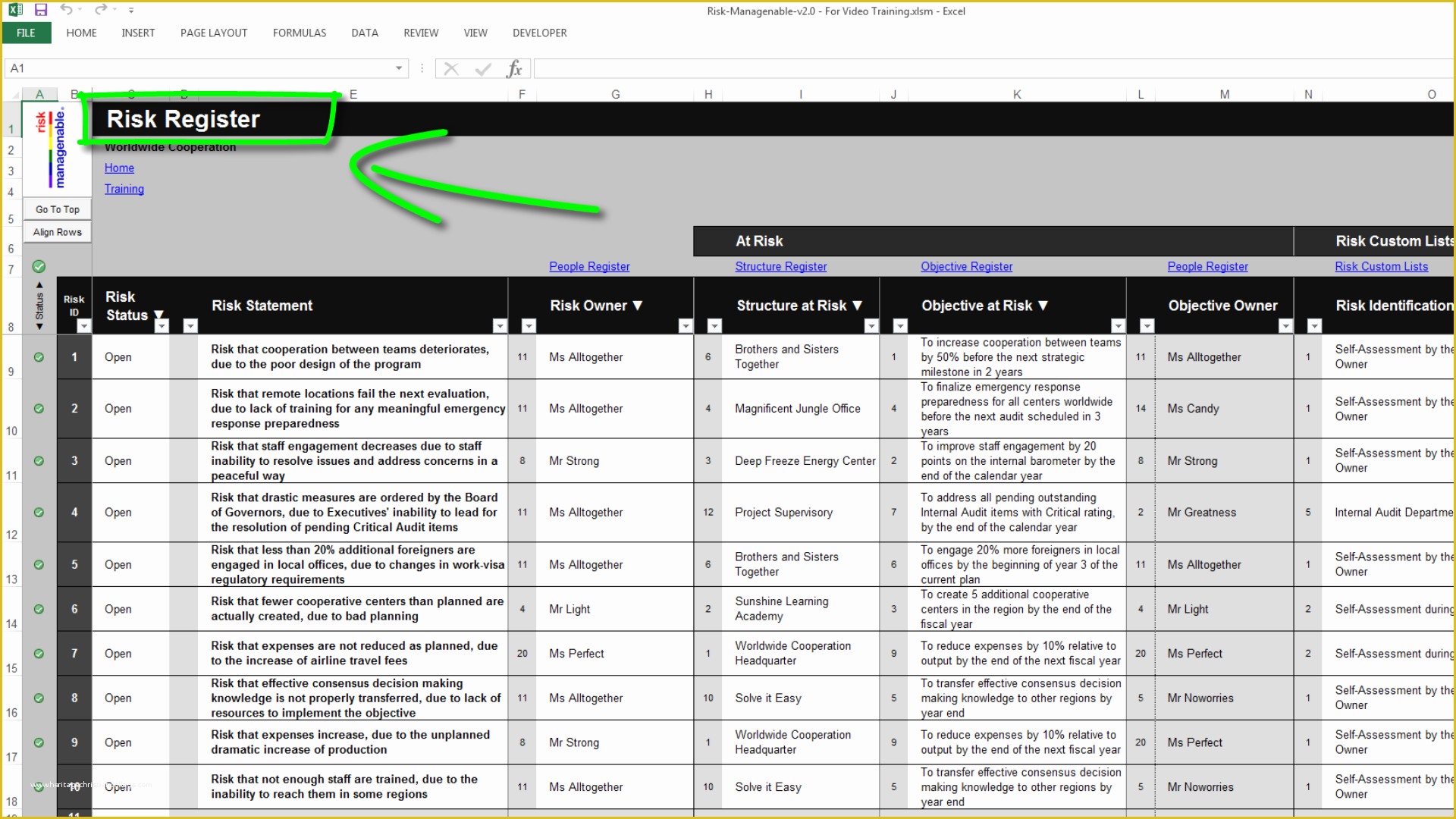 Risk Register Template Excel Free Download Of Risk Template In Excel Features Walkthrough