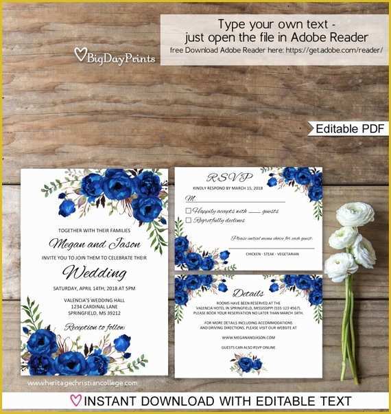 Royal Wedding Invitation Template Free Of Blue Wedding Invitation Template Royal Blue Wedding