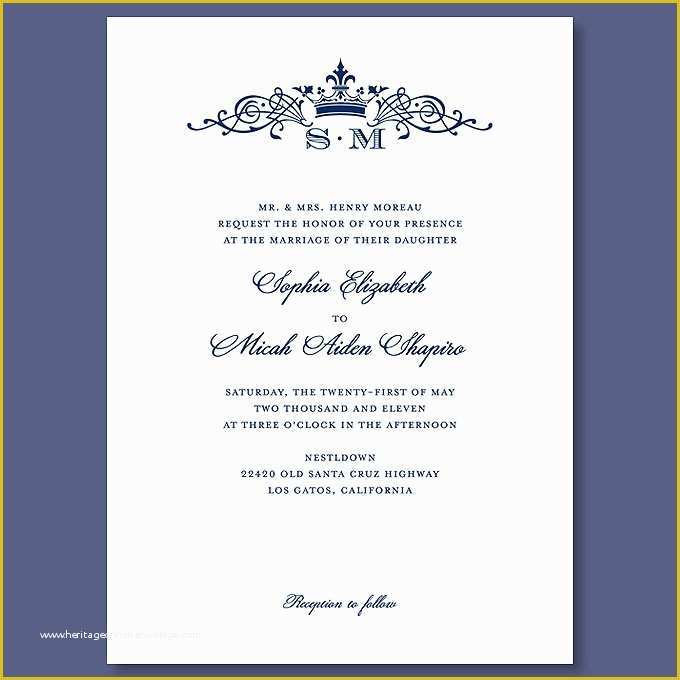 Royal Wedding Invitation Template Free Of Crown Monogram Wedding Invitation Crown Monogram Wedding