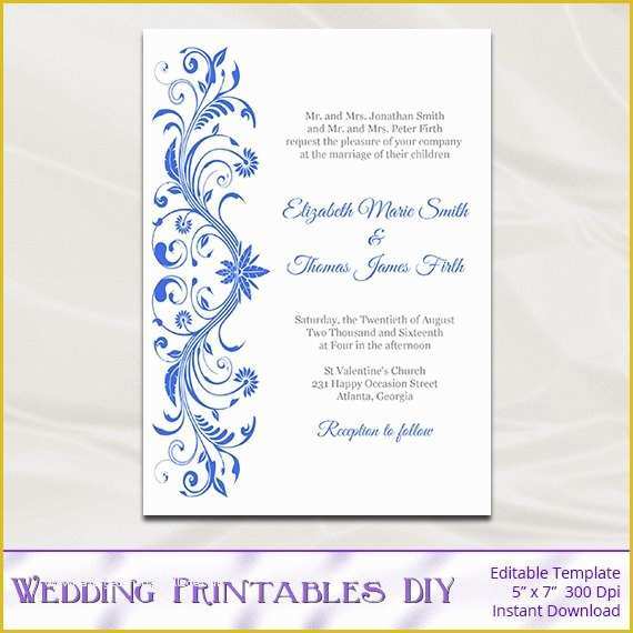 Royal Wedding Invitation Template Free Of Royal Blue Wedding Invitations Template Diy Printable Bridal