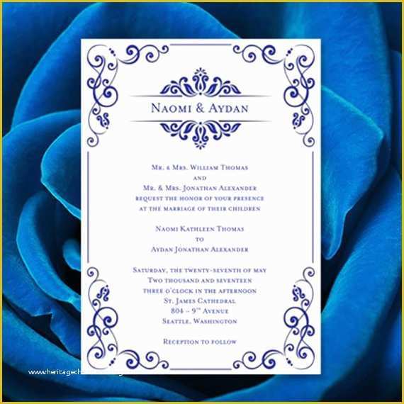 Royal Wedding Invitation Template Free Of Wedding Invitation Template Julia Royal Blue