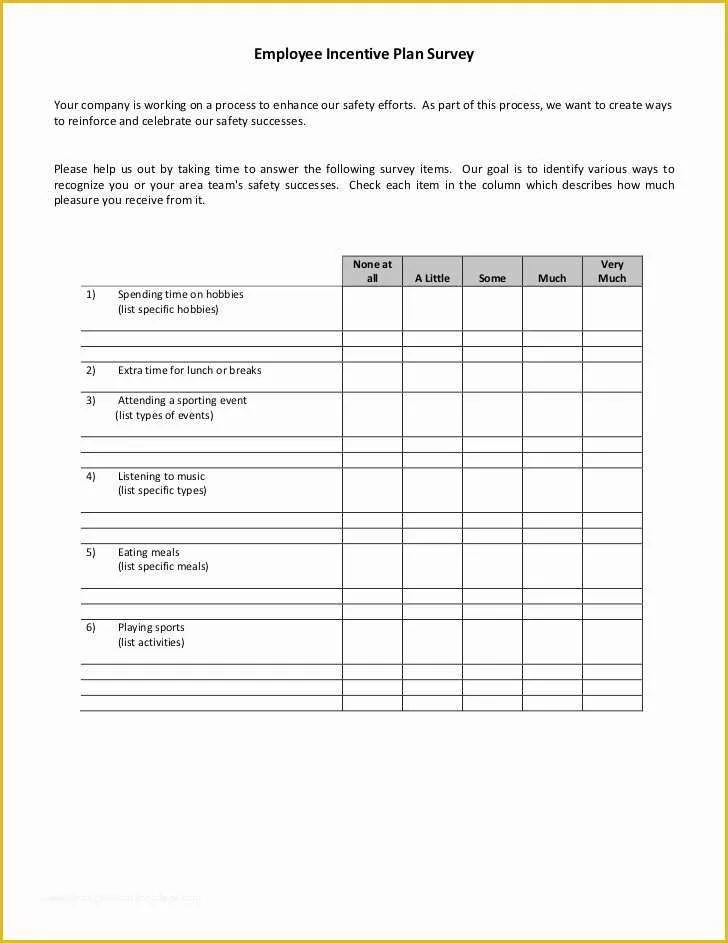 Safety Incentive Program Template Free Of Employee Safety Incentive Plan Survey