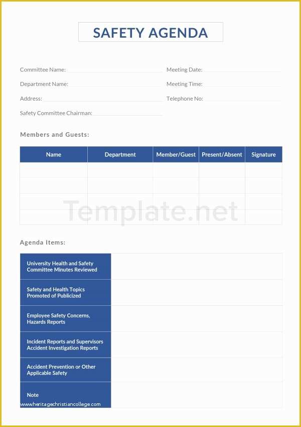 Safety Templates Free Of 10 Safety Agenda Templates Free Sample Example format