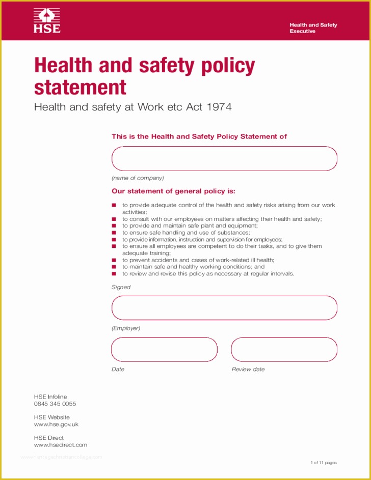 Safety Templates Free Of Health and Safety Policy Statement Template Free Download