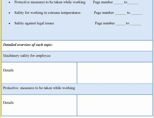 Safety Templates Free Of Manual Template for Employee Safety Example Of Employee