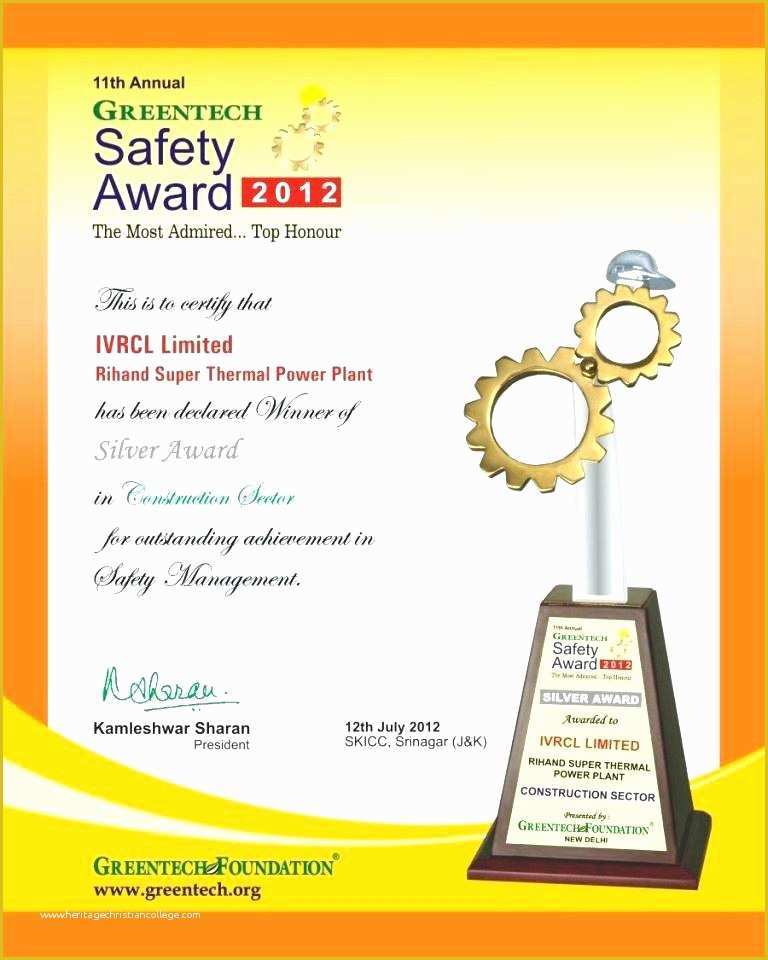 Safety Templates Free Of Safety Award Certificate Template Word – Golove