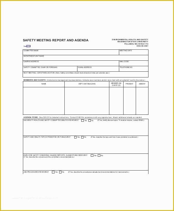 Safety Templates Free Of Safety Meeting Template Bing Images