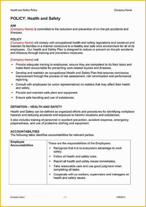 Safety Templates Free Of Safety Plan Template Download now