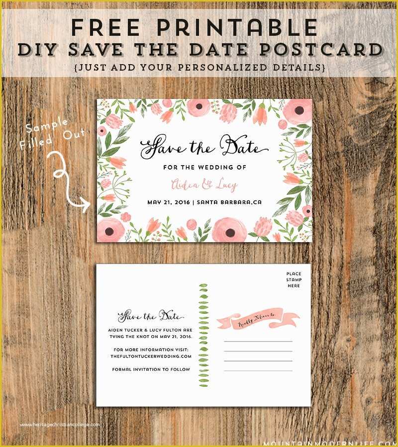 Save the Date Invitation Templates Free Of Diy Save the Date Postcard Free Printable