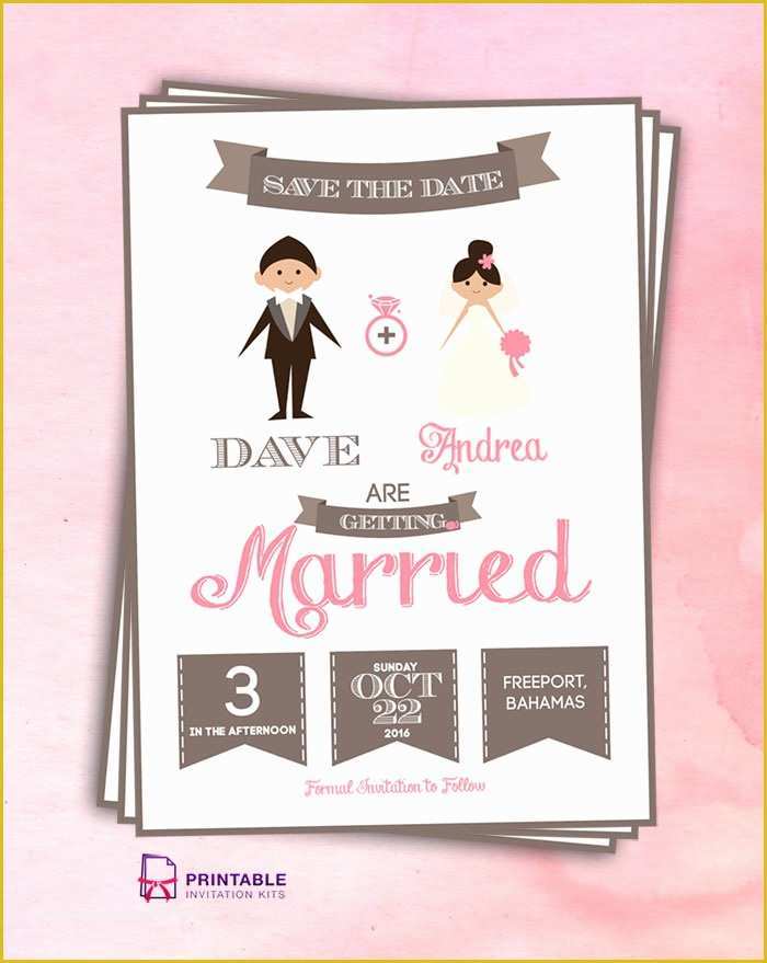 Save the Date Invitation Templates Free Of Save the Date Cartoon Couple ← Wedding Invitation