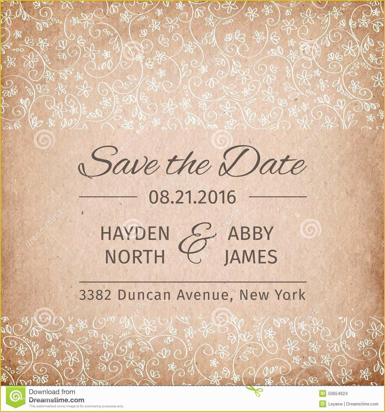 Save the Date Invitation Templates Free Of Save the Date Wedding Invitation Template Vintage Paper