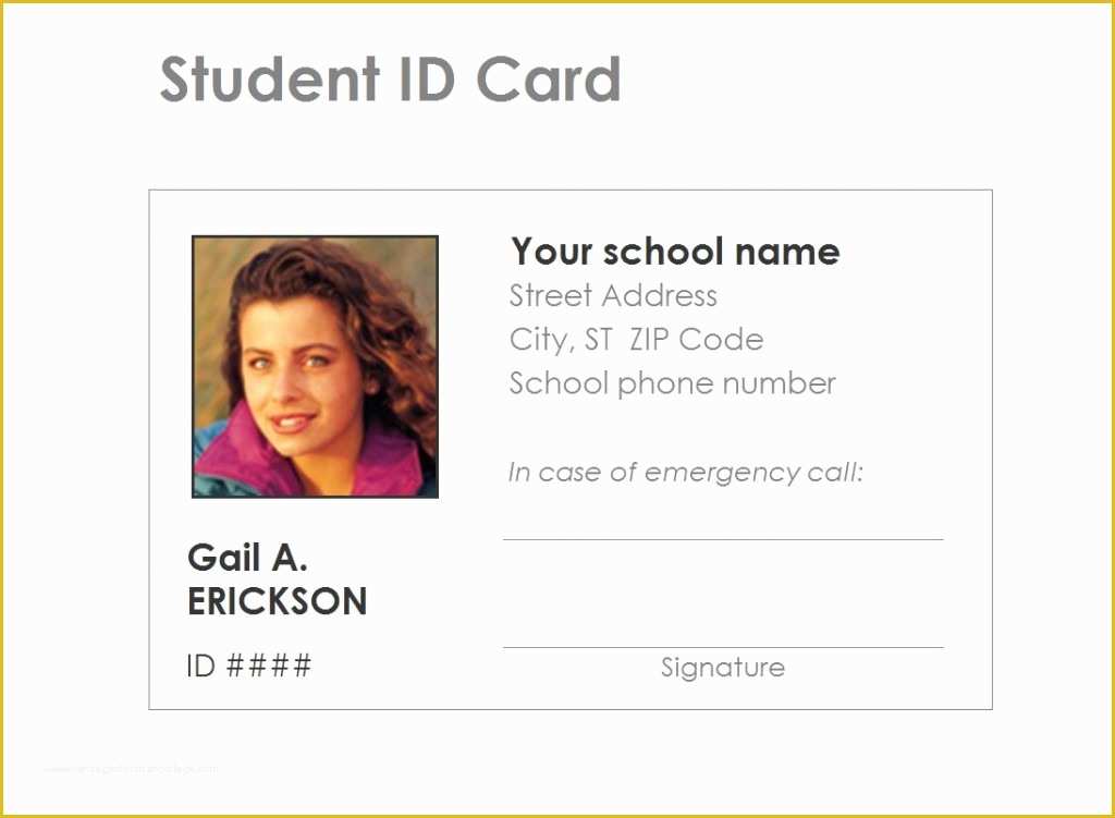 School Id Template Free Download Of Student Identification Card Template Free