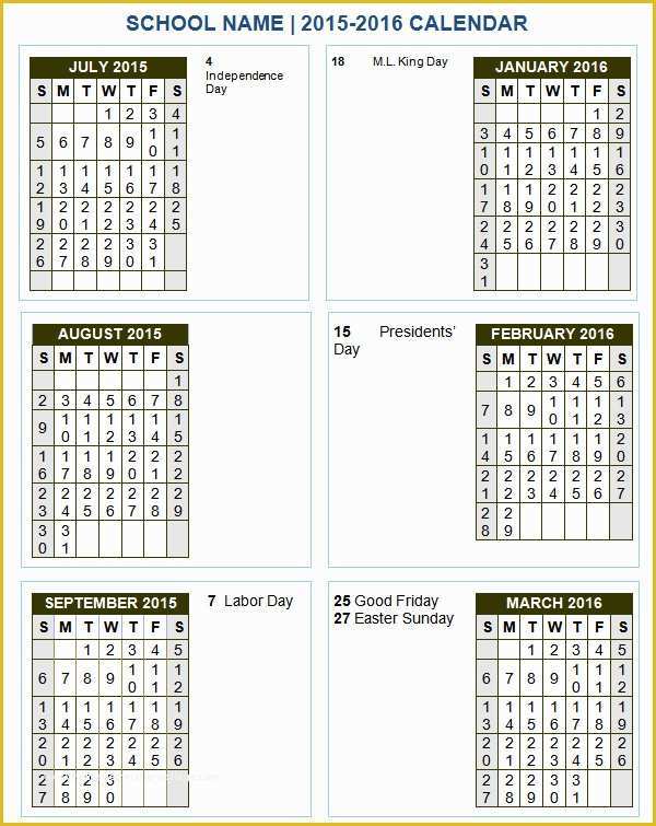 School Photo Templates Free Of 7 School Calendar Templates Free Sample Example