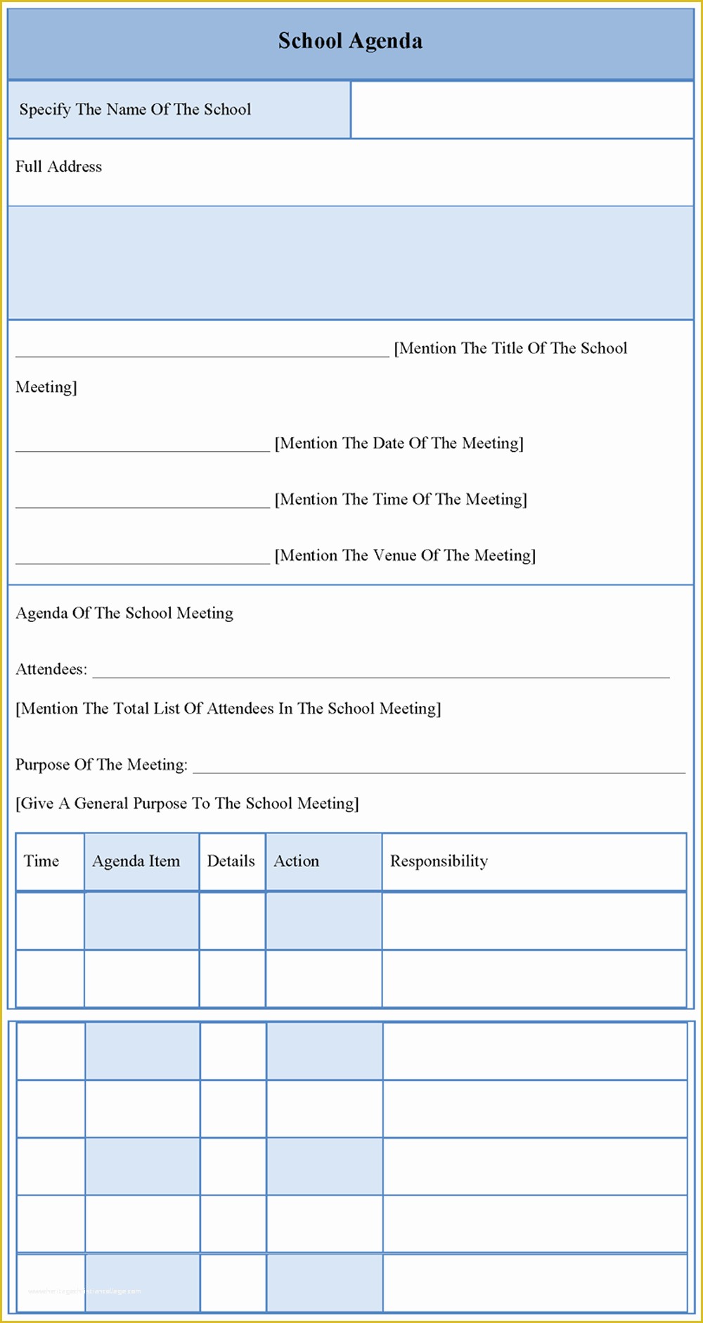 School Photo Templates Free Of Agenda Template for School Sample Of School Agenda