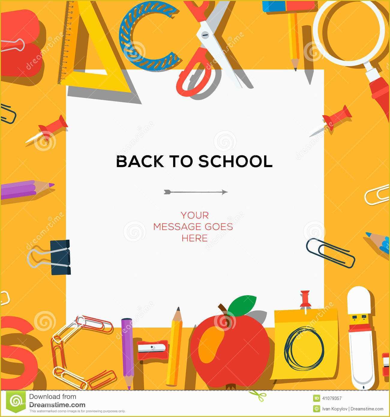 School Photo Templates Free Of Back to School Template with Supplies Stock Vector